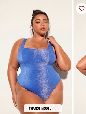 YITTY Shimmer Square-Neck One-Piece Swimsuit - Blue